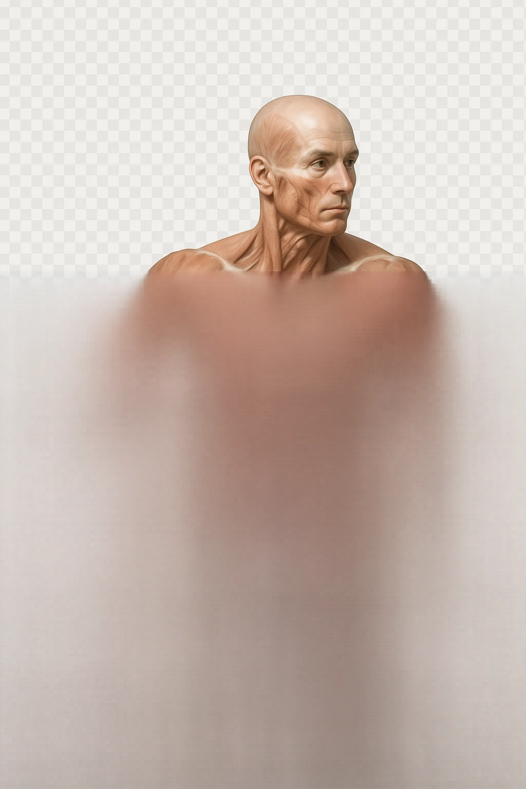 CORPO UMANO ANATOMICO REALISTICO CHE SVOLGE UN ESERCIZIO DI MOBILITà ALLE ANCHE, iperrealistico 4k emoji