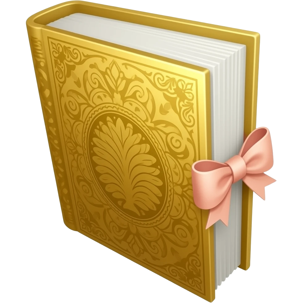 aesthetic gold bible open with a light pink bow in the right page emoji