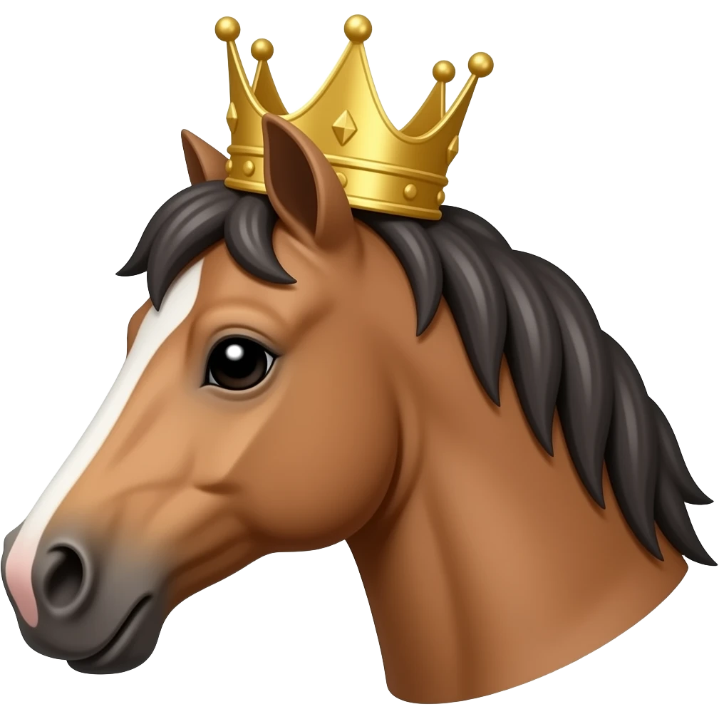 the horse head emoji wearing a crown emoji