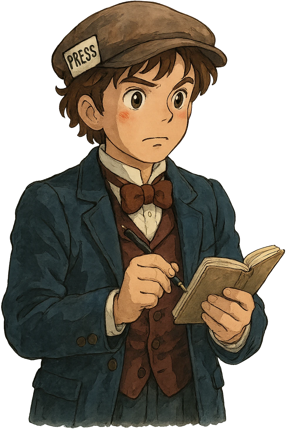 victorian journalist with a notebook and pen emoji