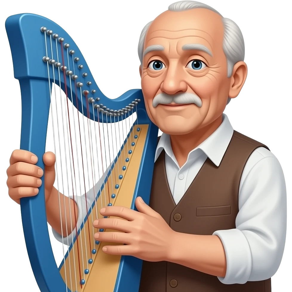 broat face old man few hair blues harp emoji
