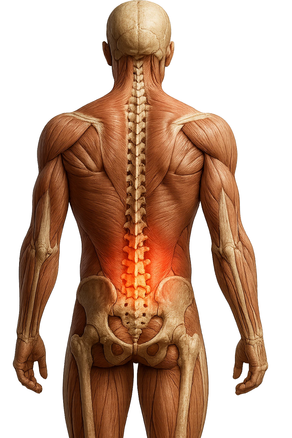 corpo UMANO ANATOMICO con mal di schiena, iperrealistico 4k emoji