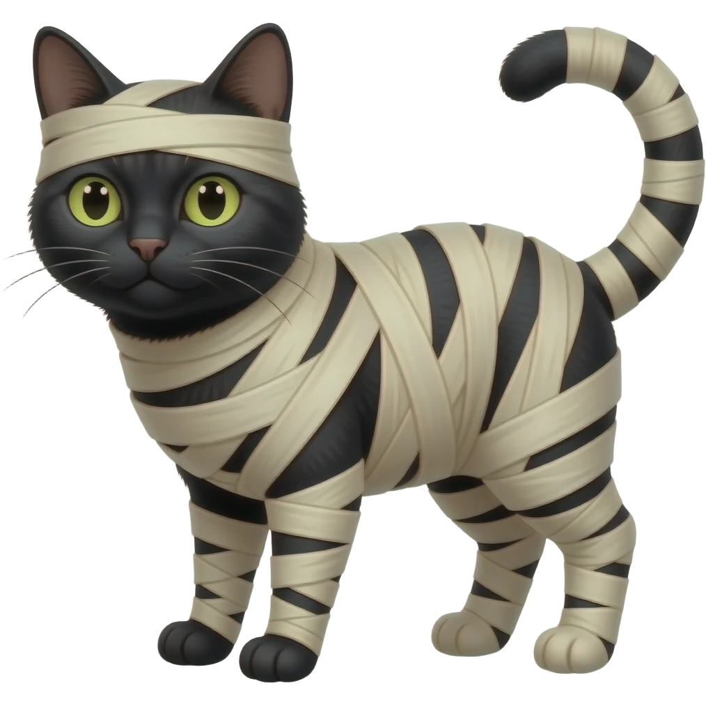 completely wrapped up mummified covered  black anthro cat emoji
