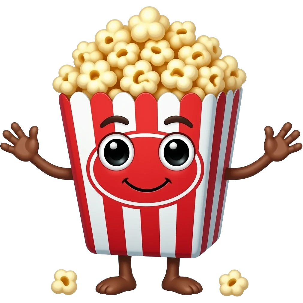 A a popcorn with legs in arms emoji