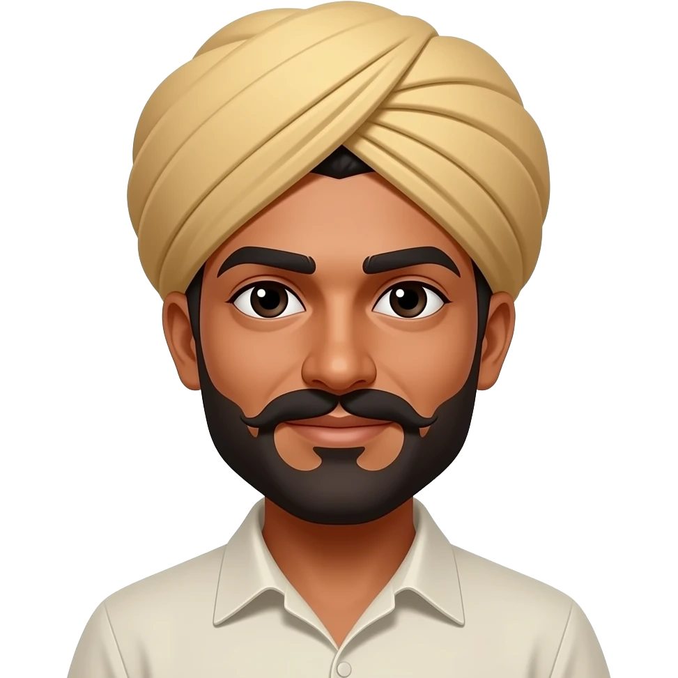 Make my skin darker and my beard longer and make me wear a bandana one that covers my whole head. Also make my beard slightly longer. Make my eyes black, also this person looks African make my look more indian emoji