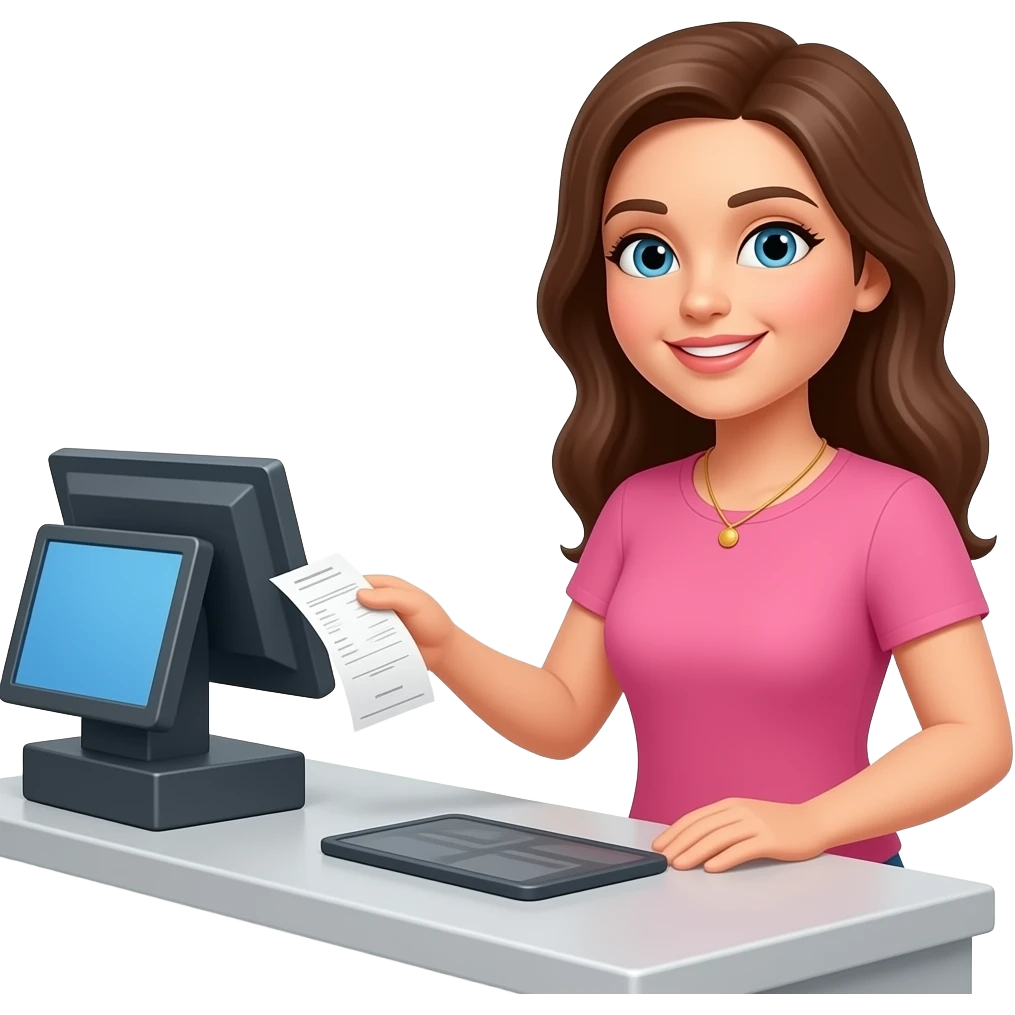 a woman gets a receipt at the checkout emoji