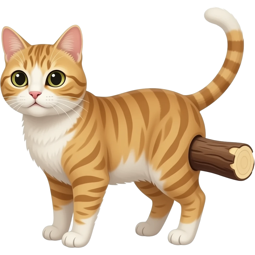 Big stick stuck in cats butt emoji