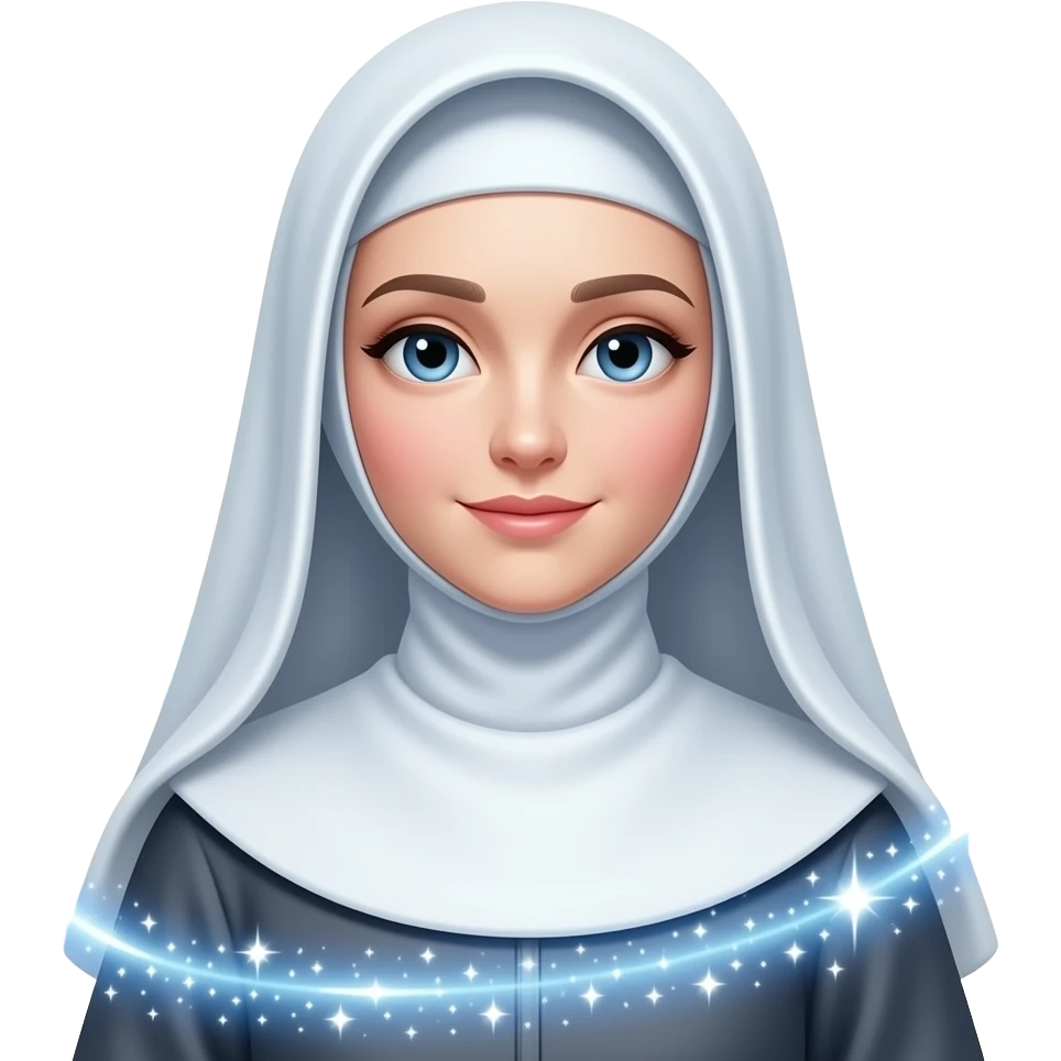 Ethereal sparkels with white dressed nun emoji