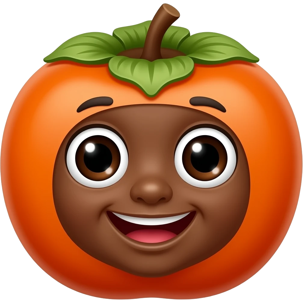 cheerful dark-skinned black african persimmon fruit emoji