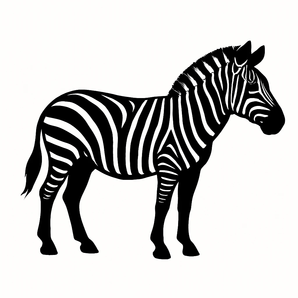 Zebra black silhouette white background emoji
