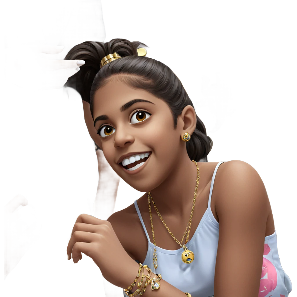 smiling girl with jewelry emoji