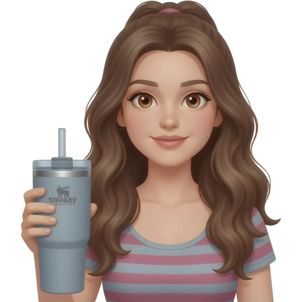 preppy popular girl with a stanley tumbler emoji