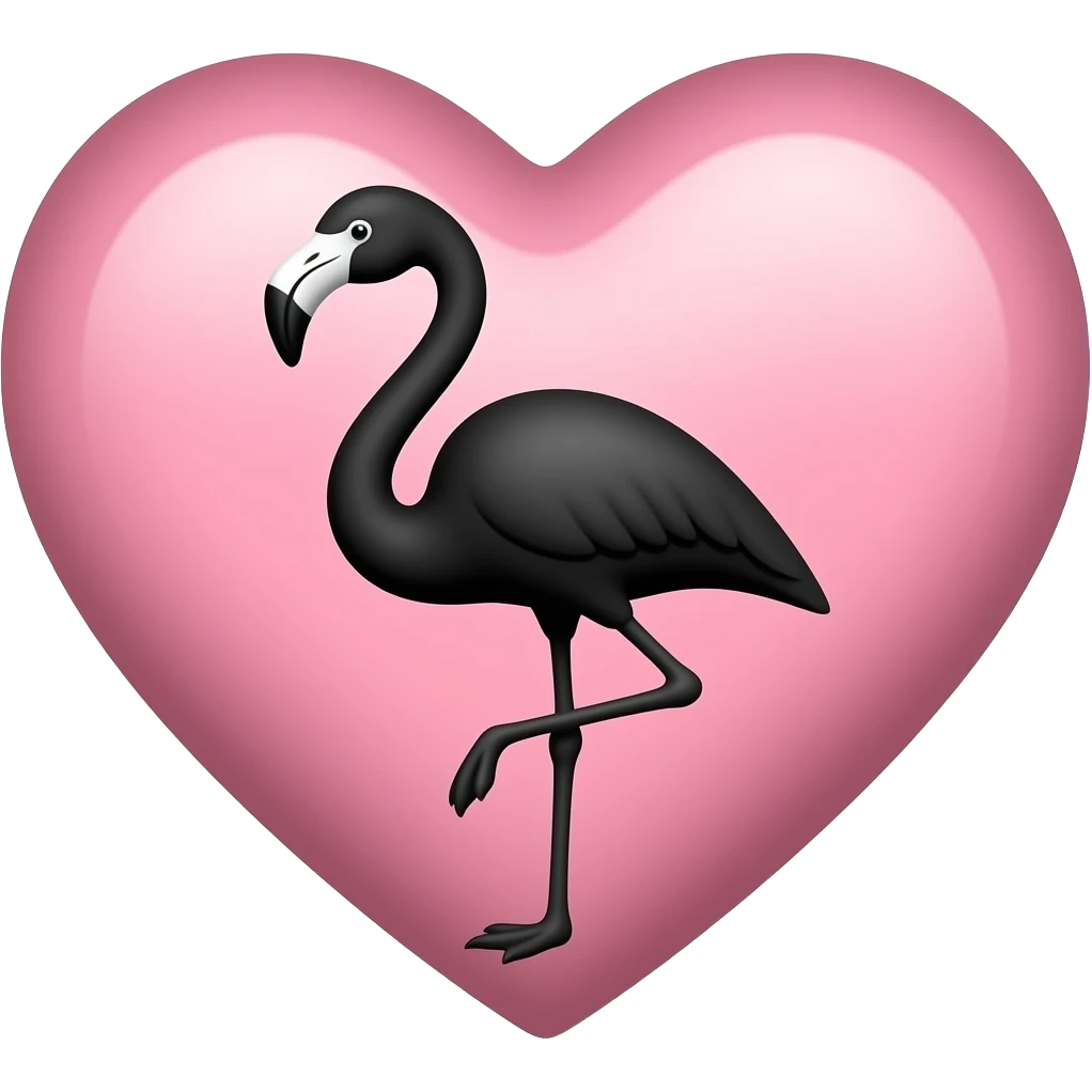 Black flamingo heart emoji