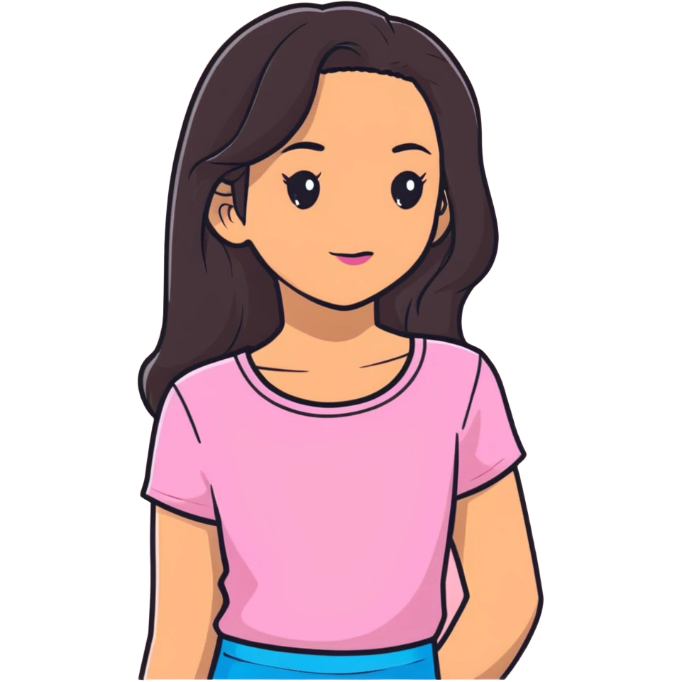 girl with long  dark brown hair and light tan skin wearing a pink top  emoji