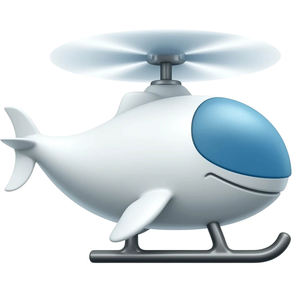 White whale-helicopter emoji