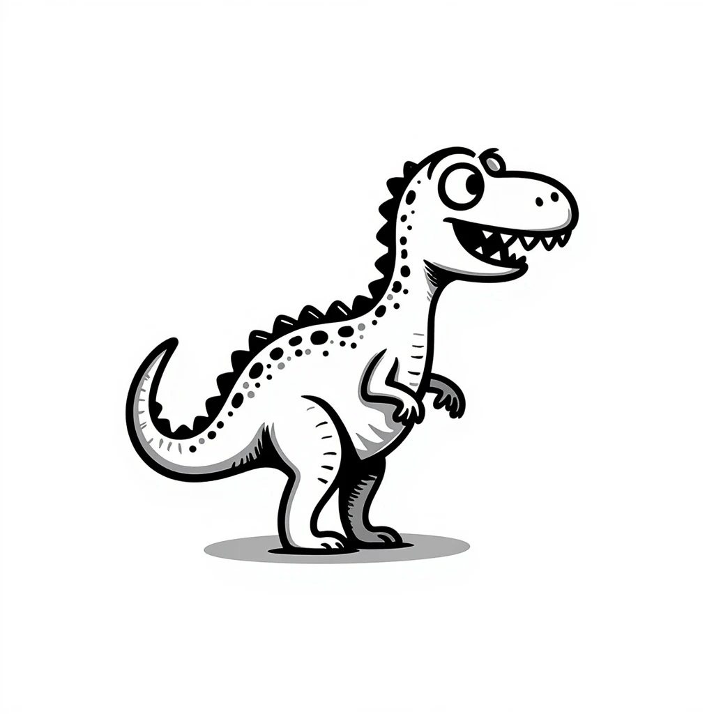 scary dinosaur, black doodle hand-drawn style emoji