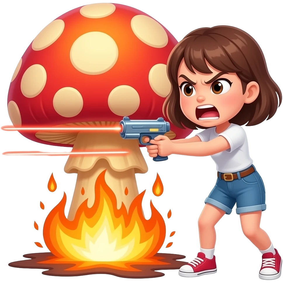 fury of an angry teen girl shooting laser beams and igniting mushroom cloud emoji