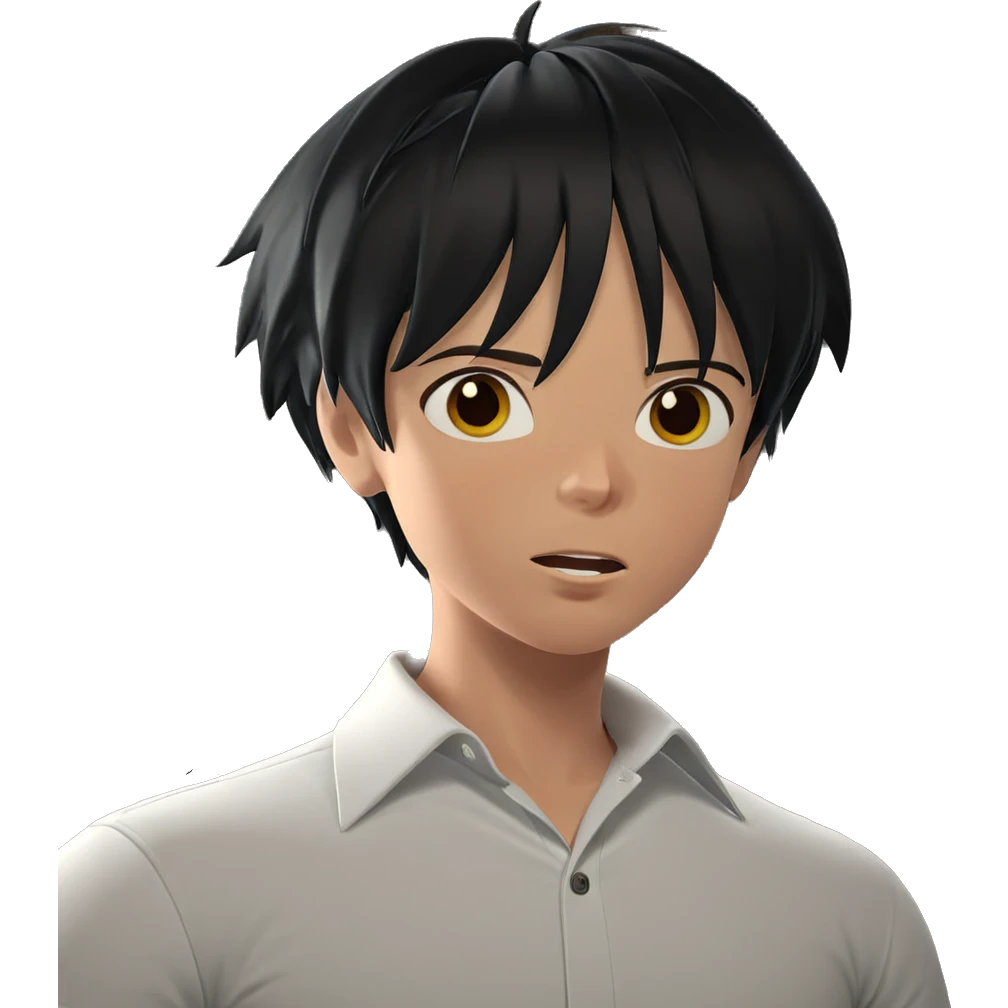 boy in white shirt indoors emoji