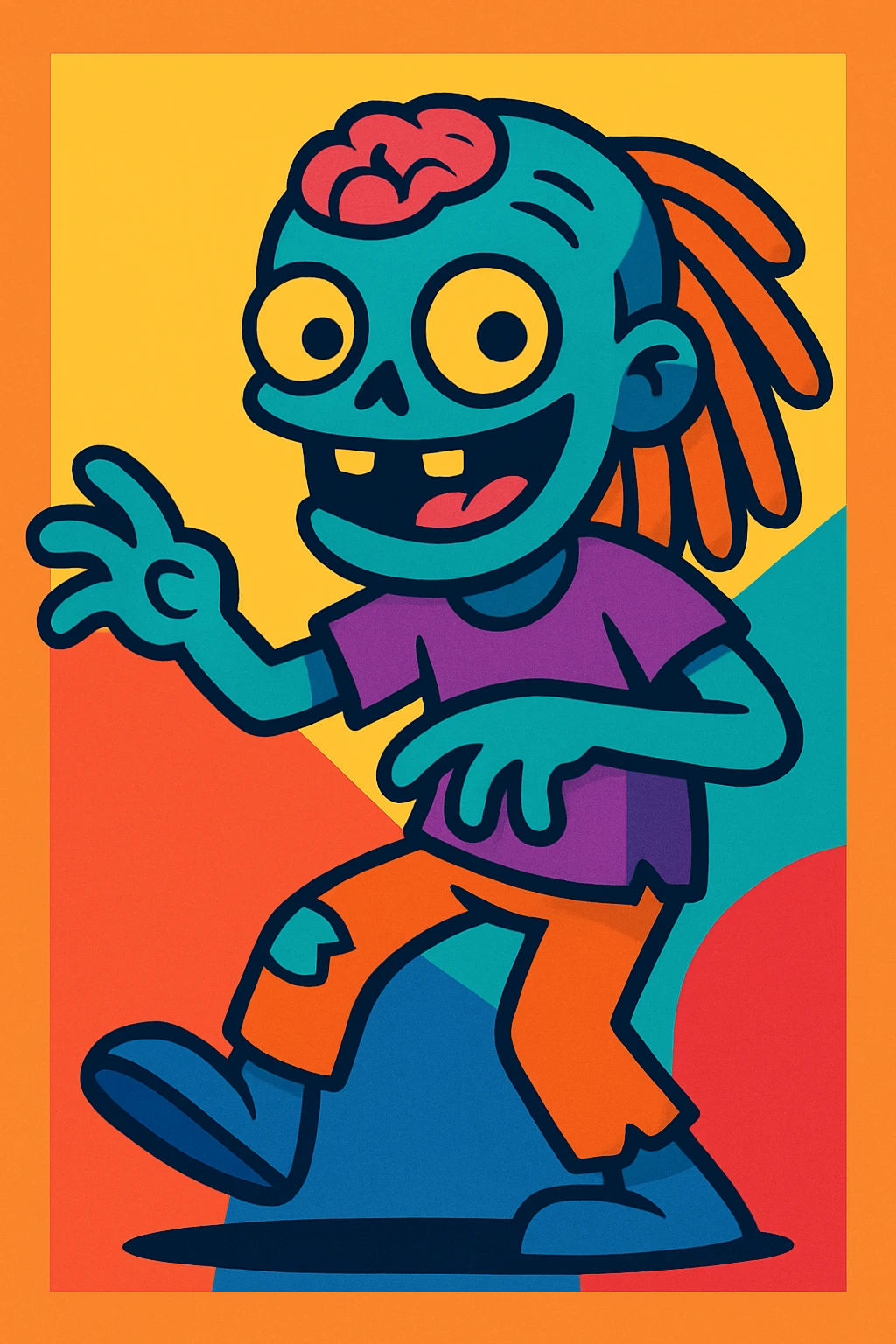 zombie with dreads, playful, vibrant colors, vibrant toon style emoji