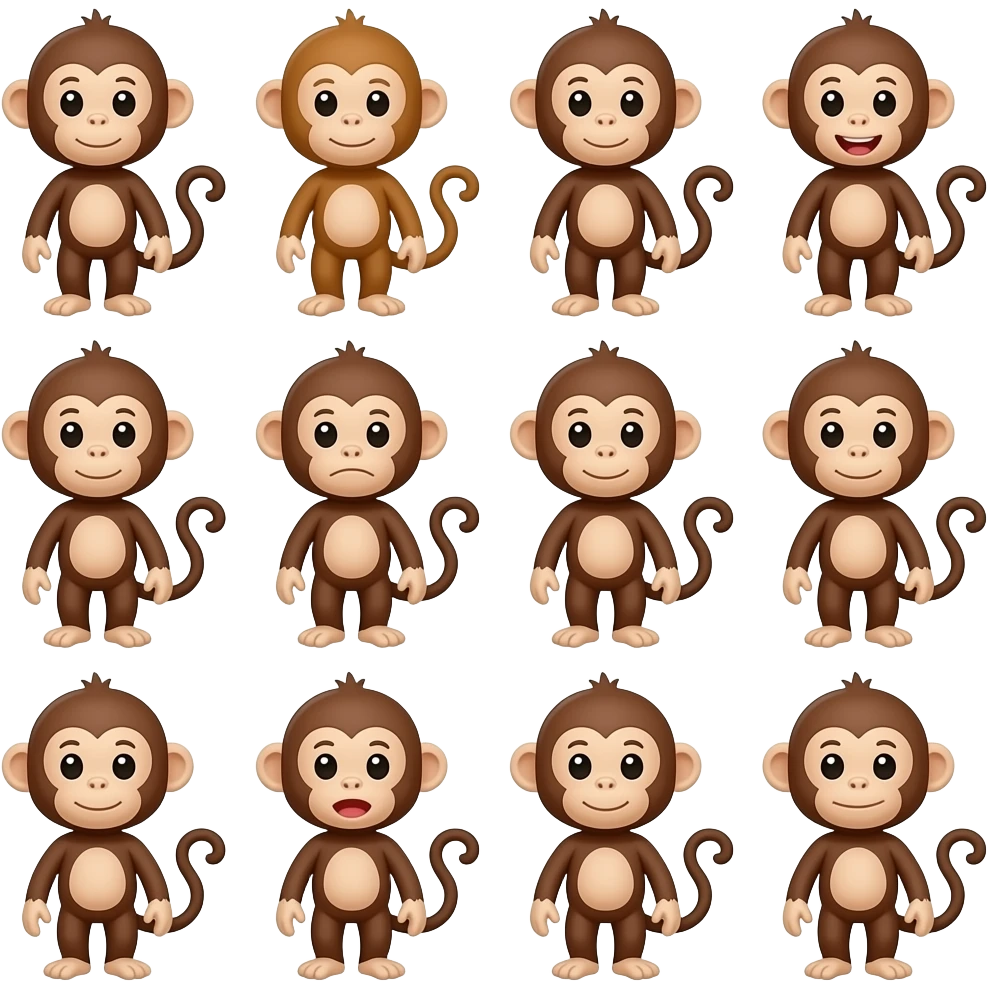 згенеруй мені 12 мавп кожна характеризує собою знак зодіаку emoji