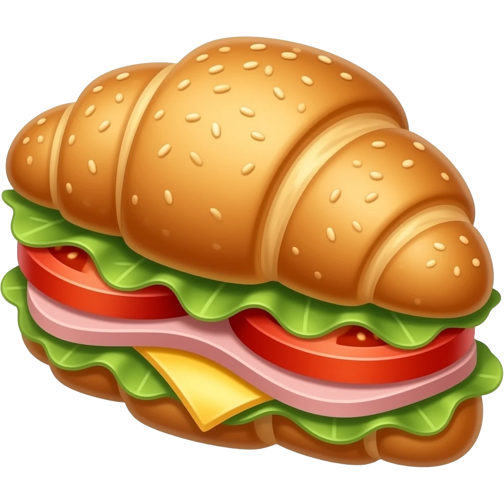 croissant sandwich with lettuce, tomatoes and ham emoji