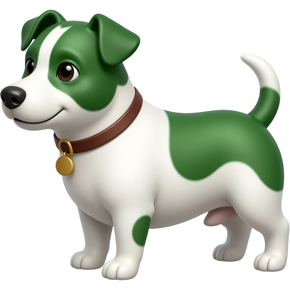 초록색 잭러셀테리어에 비만 견으로 만들어줘 emoji