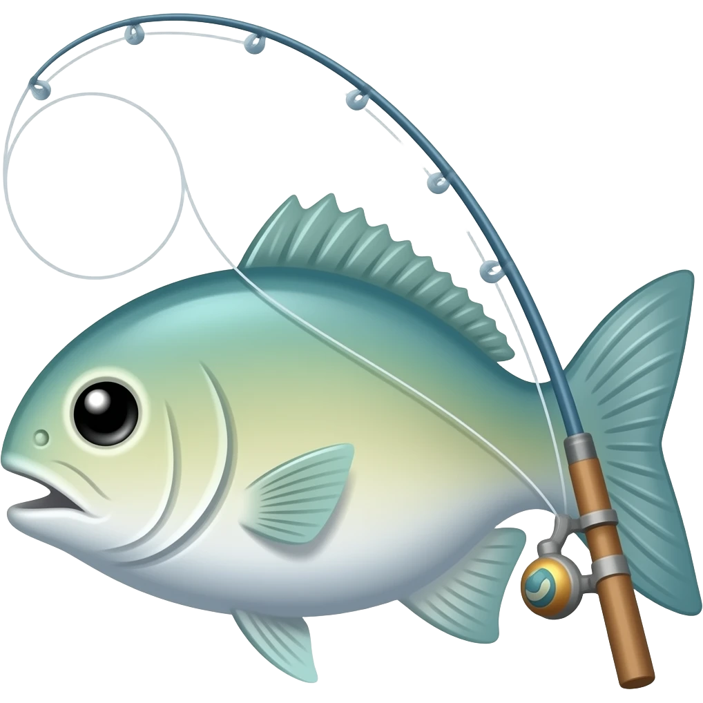 fish swimming away with a fishing pole emoji