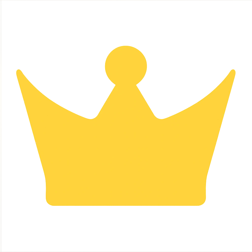 Remove the bottom part of the logo, leaving only the crown. Make the two outer points of the crown curve outward, suggestive of horns, in the same color icon style, with no background. emoji