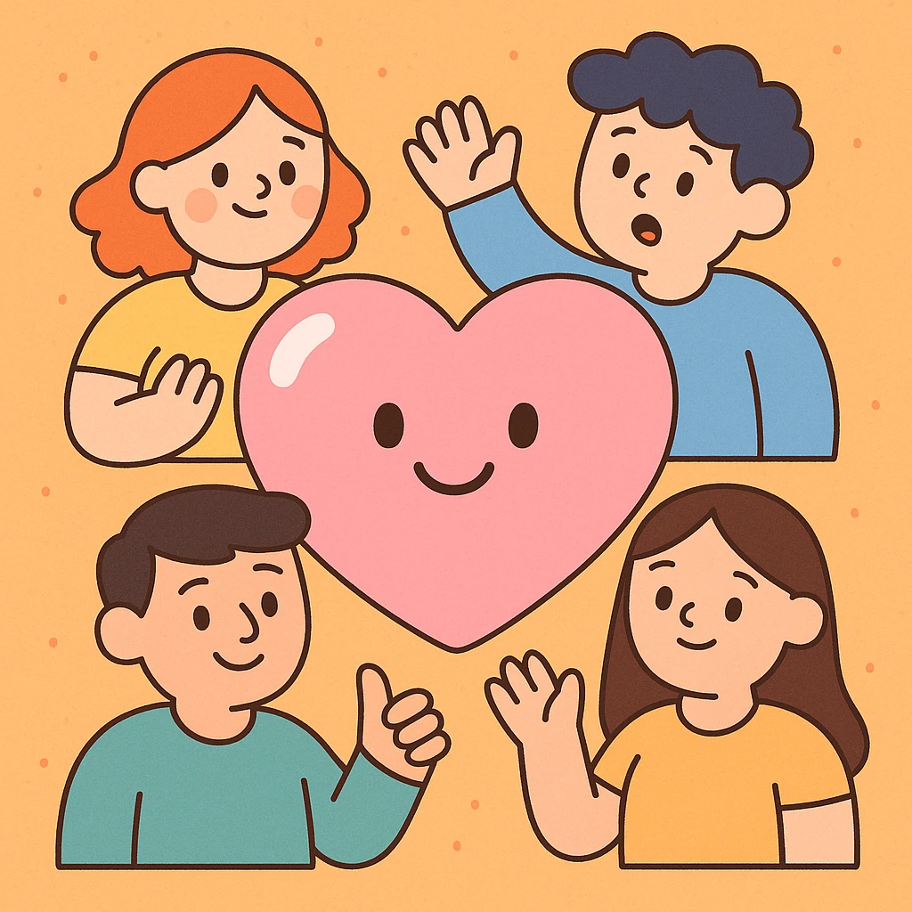 light pink heart, glossy finish, rounded edges, minimalistic, cute and friendly emoji
