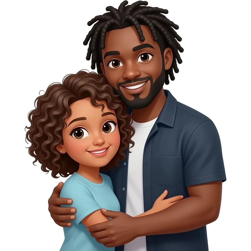 Can you do a tall black guy with Dreads hugging a short Lightskin girl with curly hair emoji