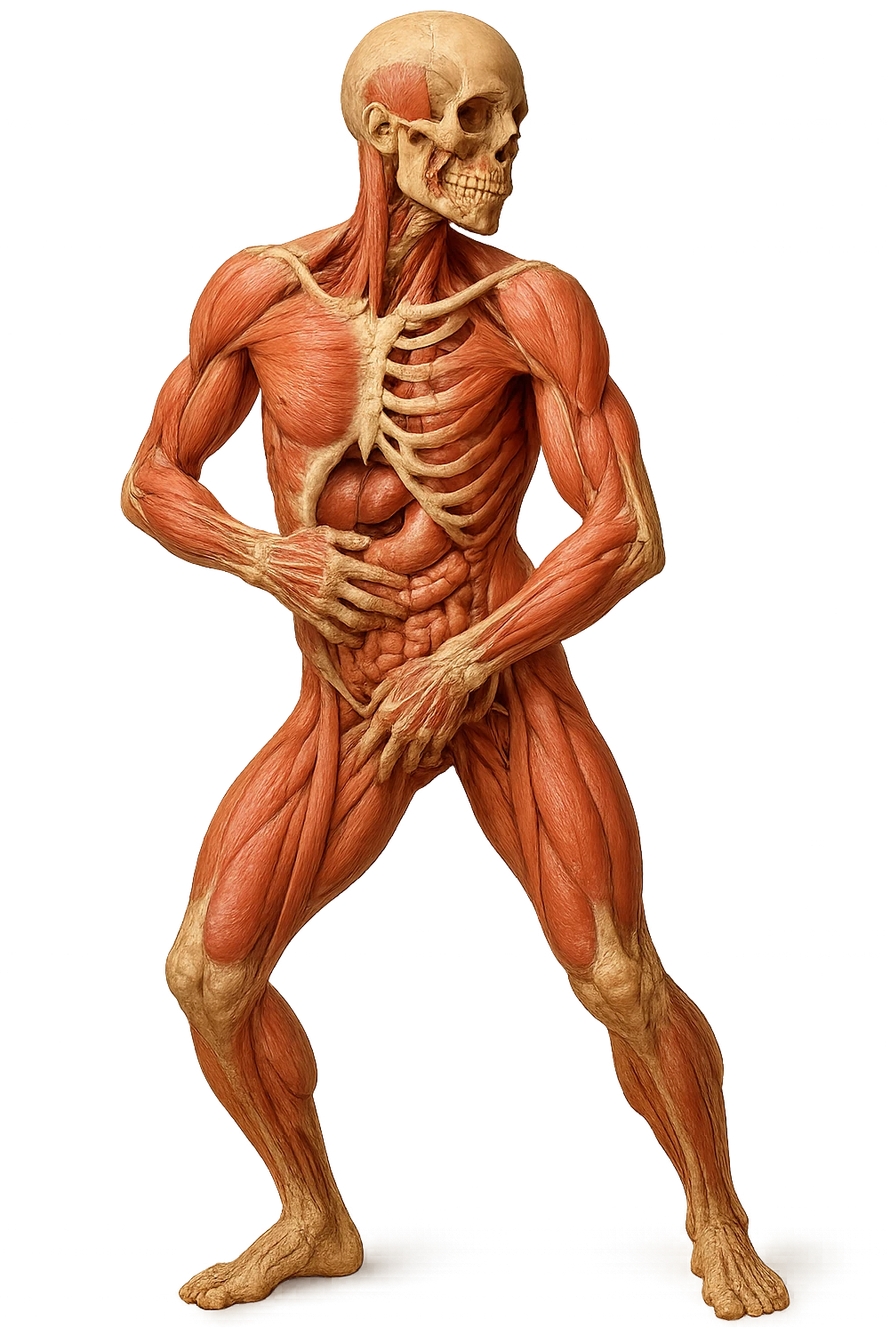 corpo umano anatomico con postura storta, IPERREALISTICo 4K emoji