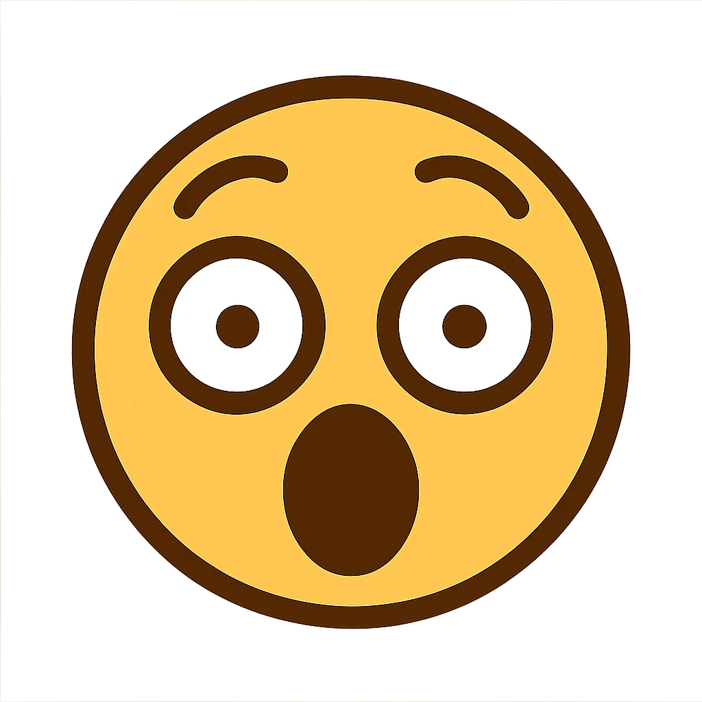 Create a simple and expressive emoji based on this person's face showing a surprised expression, in a simple and expressive emoji style with a transparent background. emoji