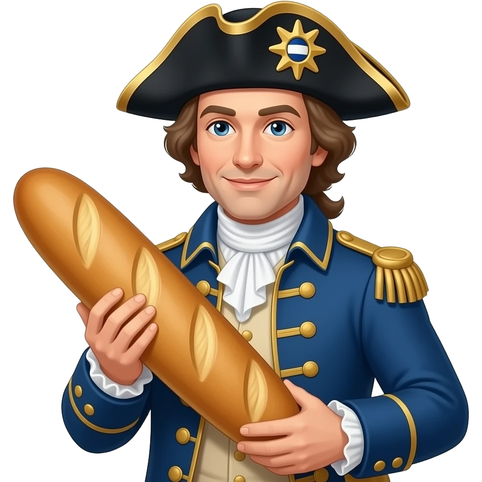 historical French Mariana with a rebel Jacobin cap and a large French loaf emoji