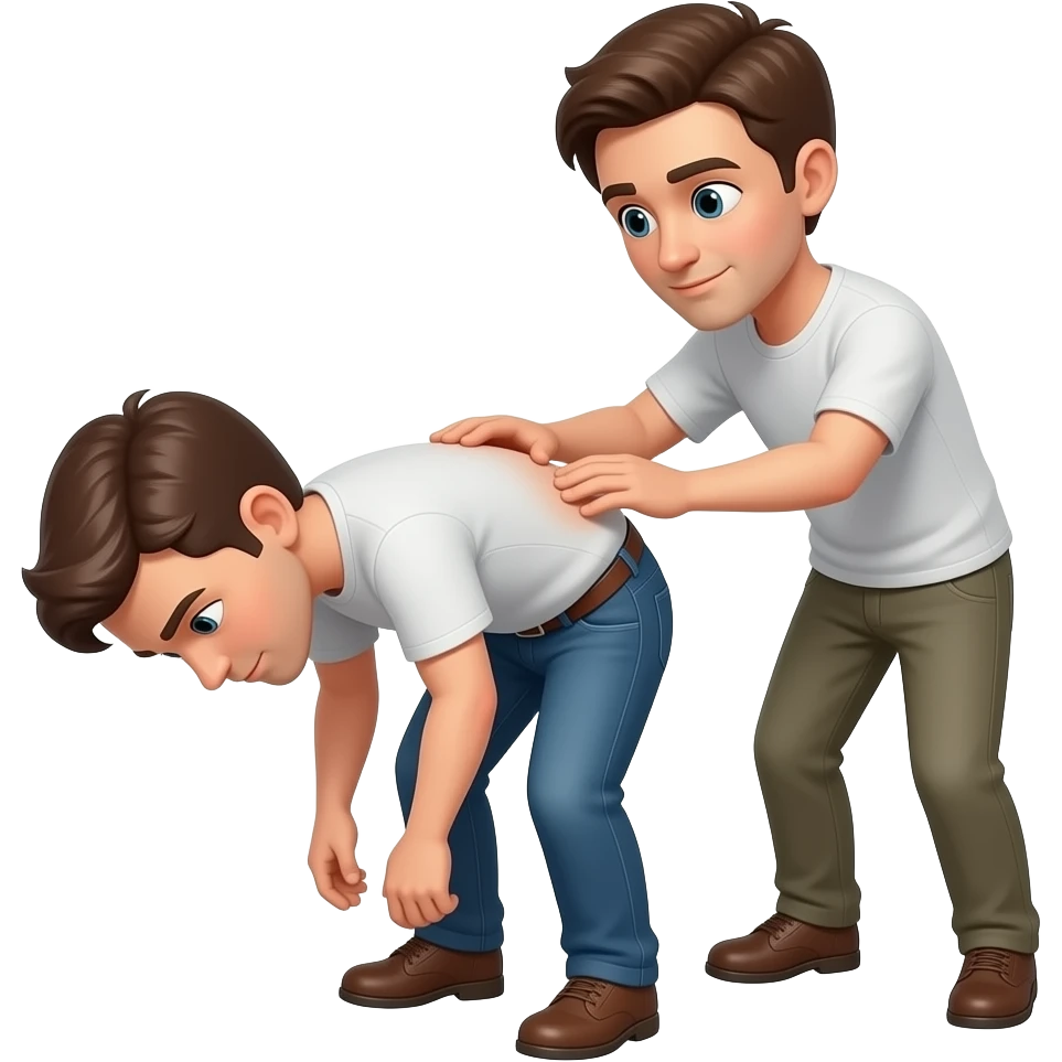 Make an emoji of a person bending over with a person behind them spanking them with a belt emoji