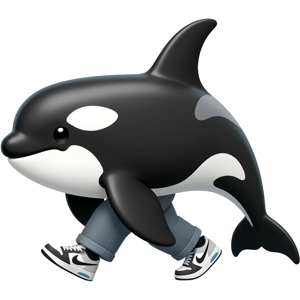 Orca walking with Nikes emoji