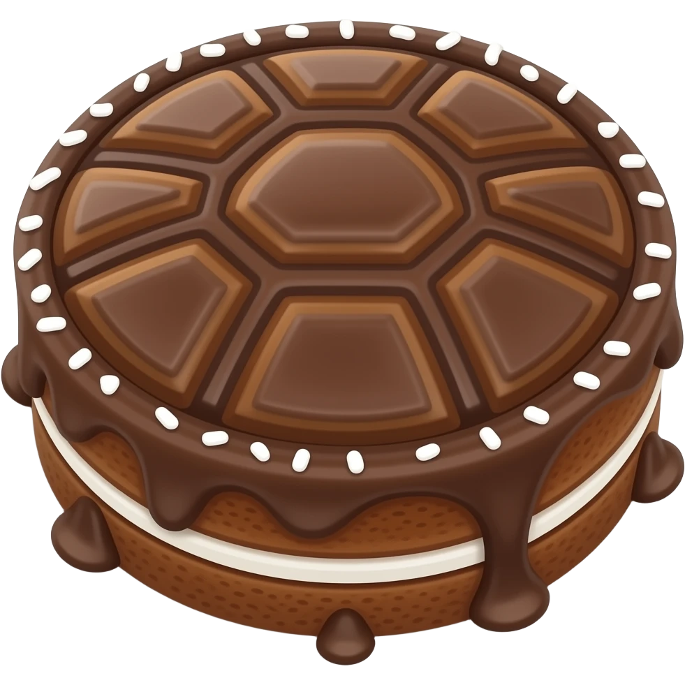 chocolate turtle cake with white sprinkles emoji