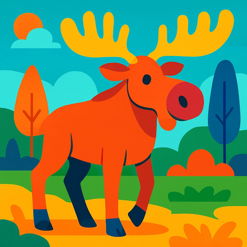 moose vibrant cartoon style emoji