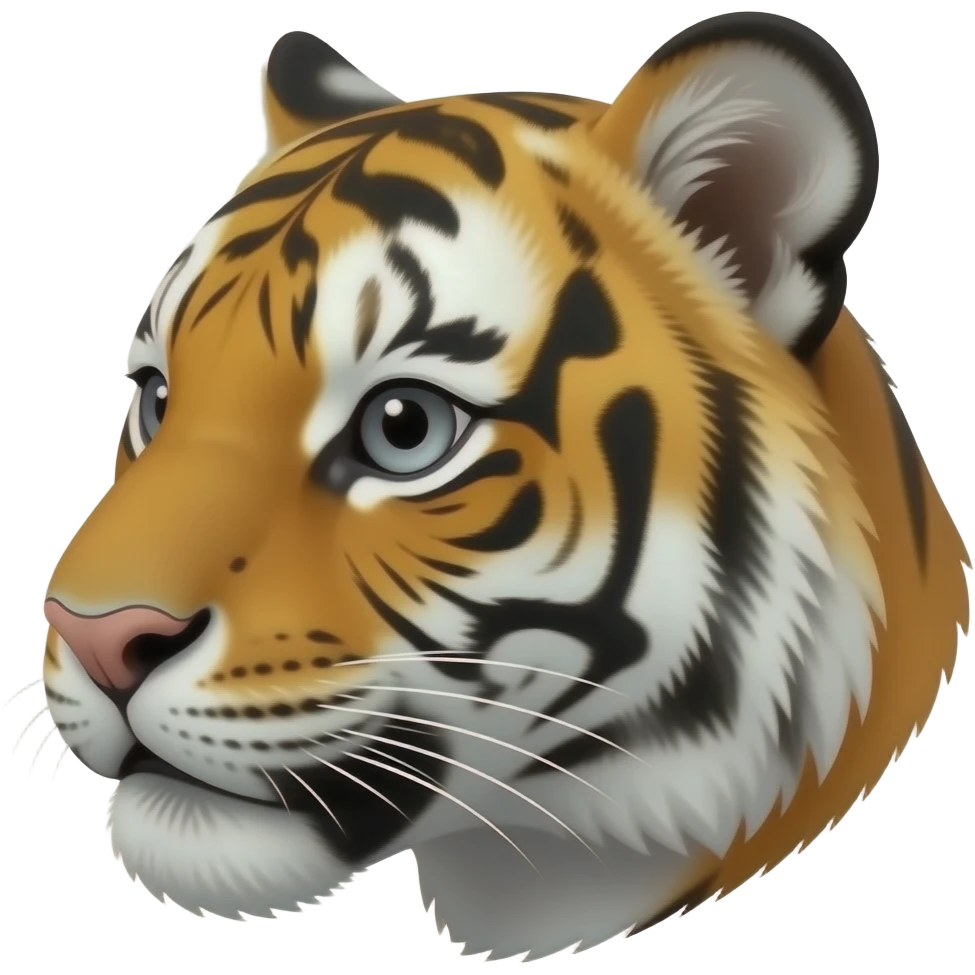 A little bit cute tiger head very realistic Turn sideways gray eyes emoji