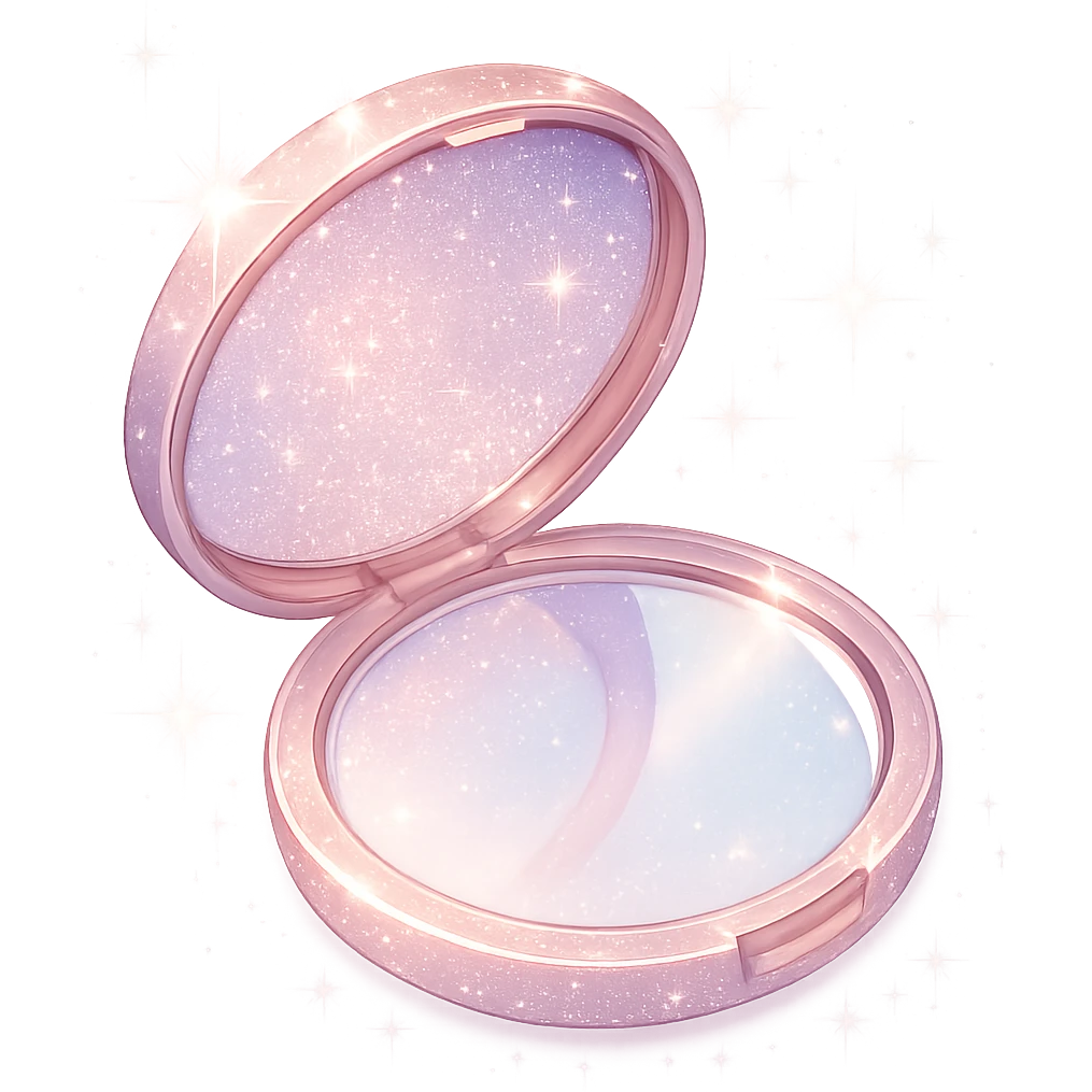 sparkling compact mirror, soft and dreamy emoji