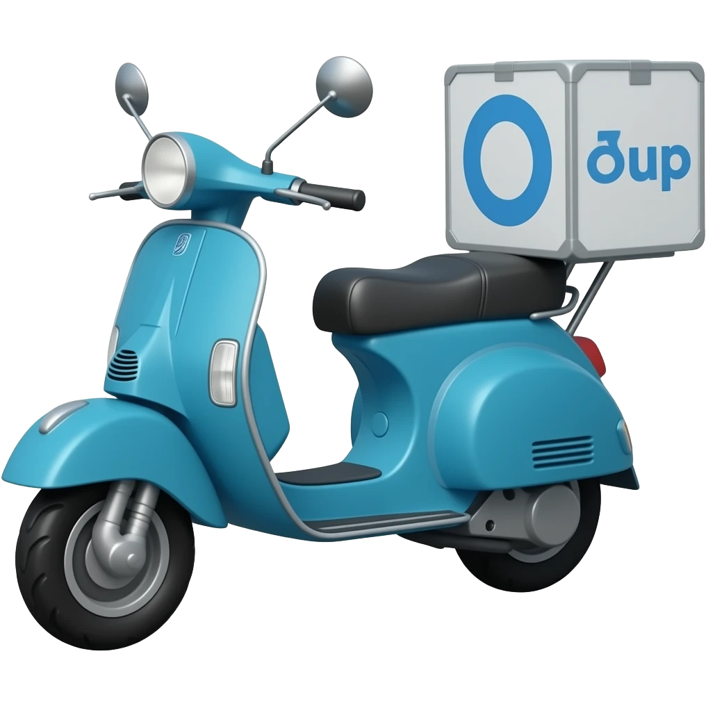 A blue delivery motobike with a parcel box beside it emoji