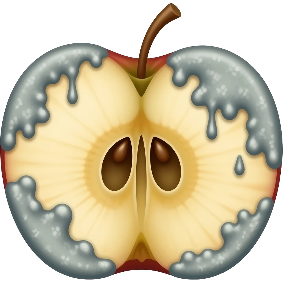 A moldy, rotten, stinky piece of apple emoji