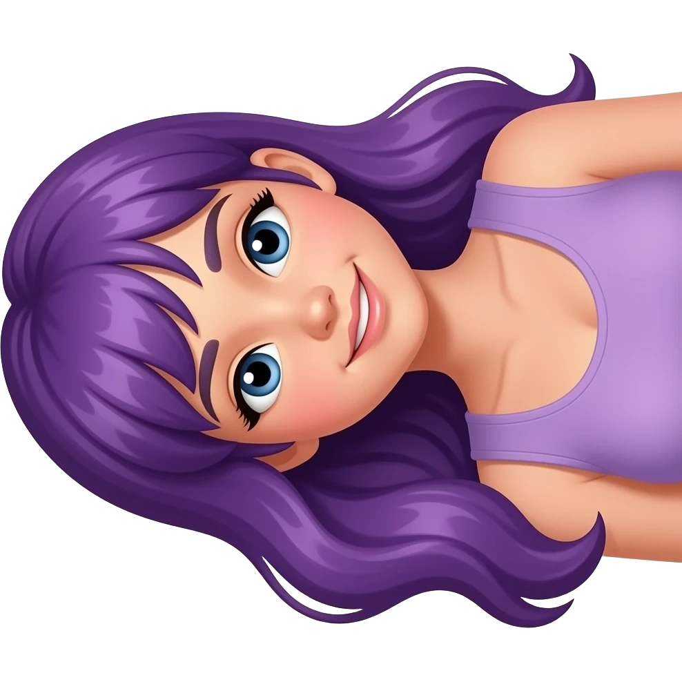 GIRL WITH LONG PURPLE HAIR IS LYING DOWN emoji