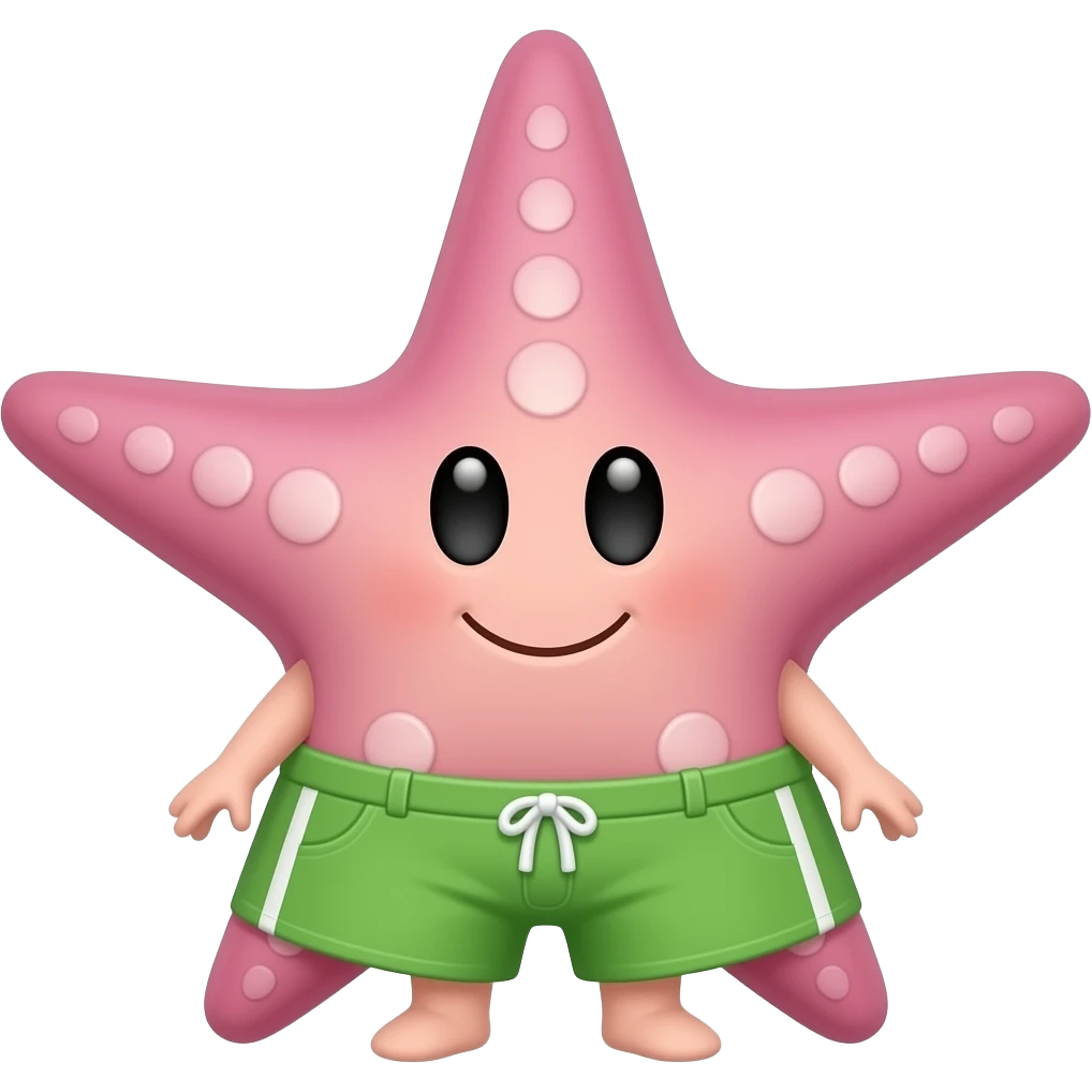 Estrella de mar rosa con shorts verde sin cuerpo humano emoji