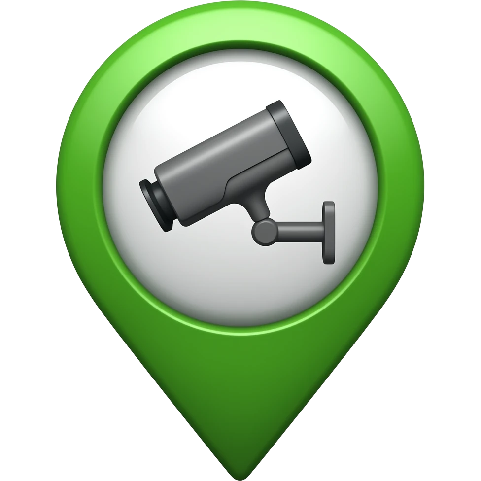 CCTV in map marker green emoji