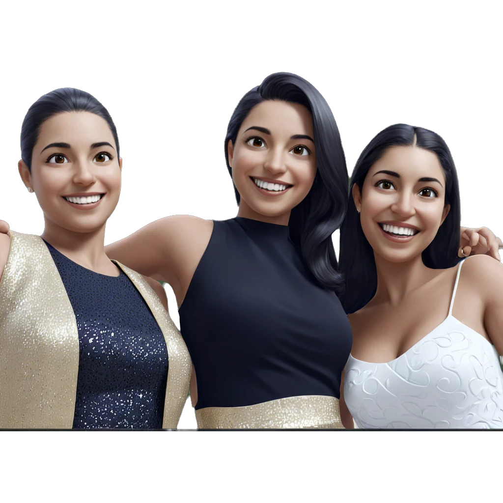 smiling girls in elegant dresses emoji