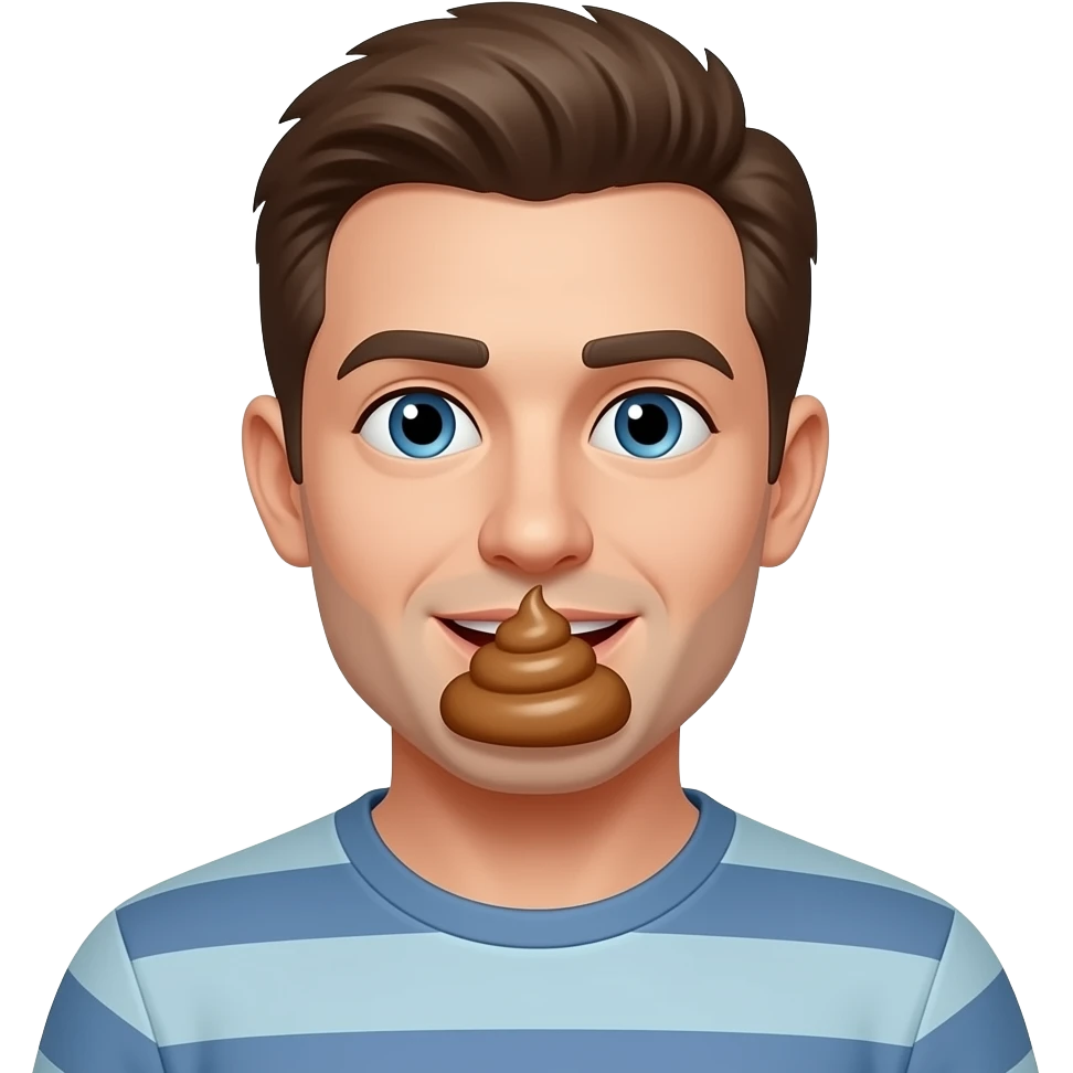 Guy with poop in his mouth emoji