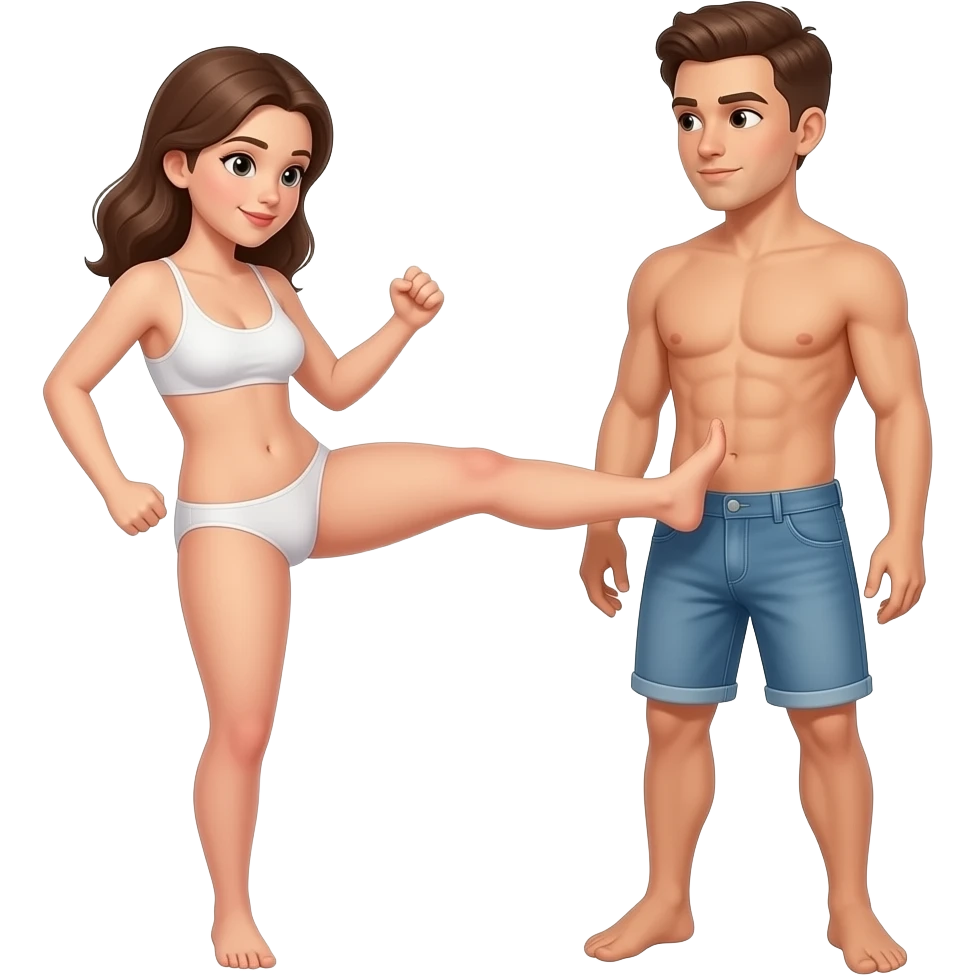Woman and man naked full teens woman kick penis. emoji