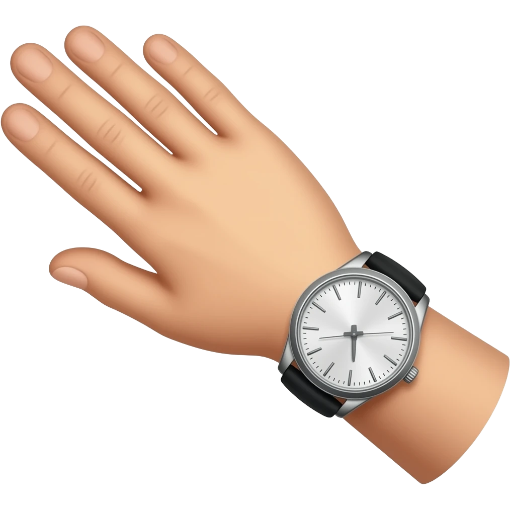 Mano abierta con reloj elegante emoji