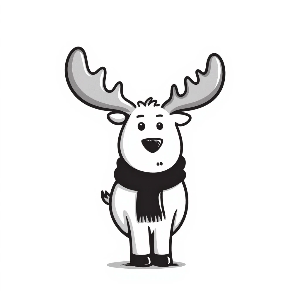 Hand drawn doodle style moose emoji