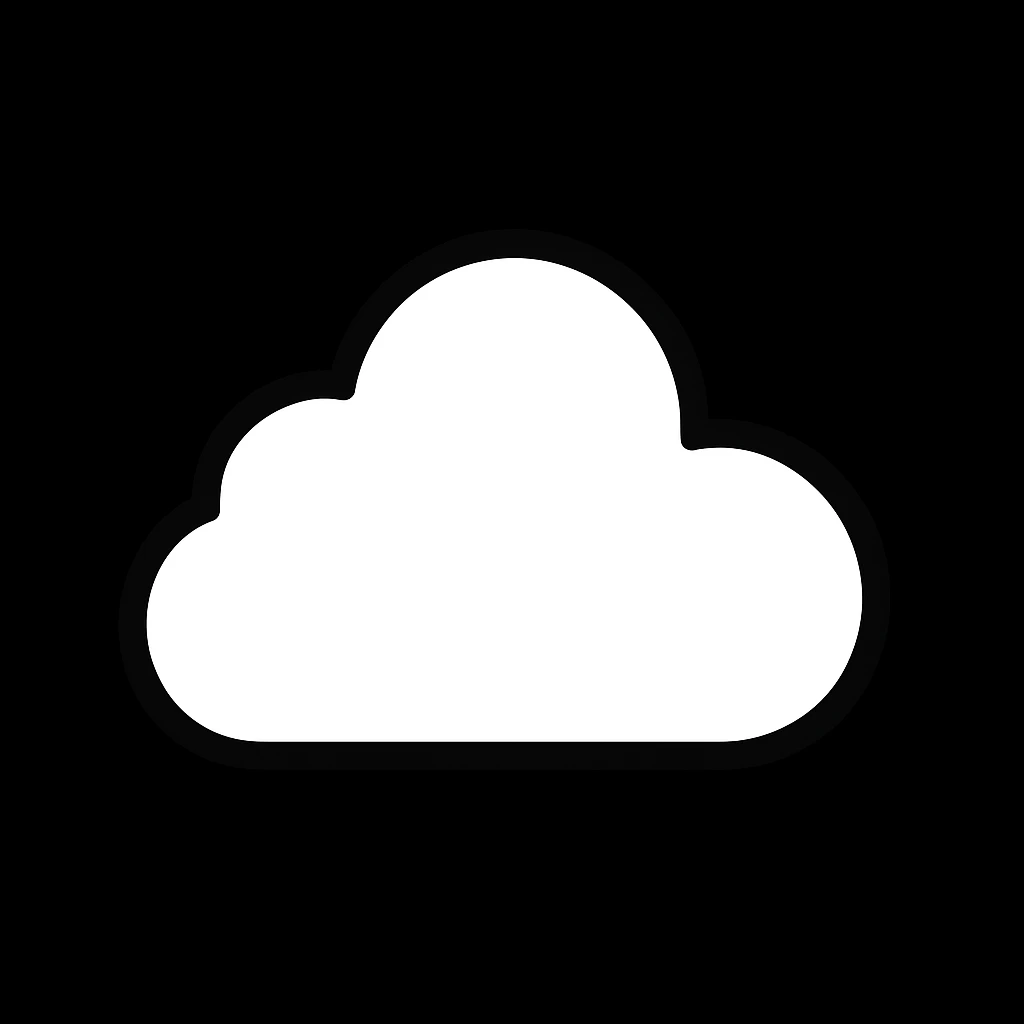 сделай это облако полностью белым и конутр на черном фоне emoji